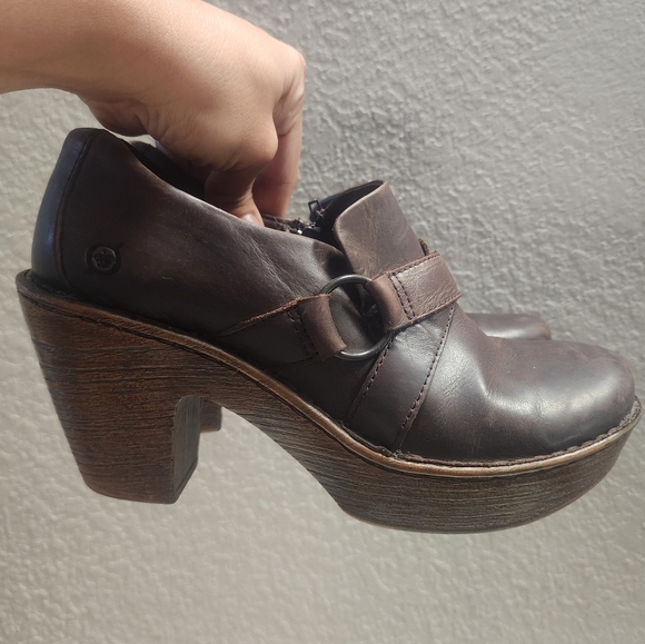 Born Women's Haddon Boot Size 9.5 Block Heel Platform Brown Leather Comfy Boho - Picture 1 of 12